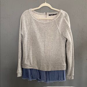 Blu Pepper Gray Long Sleeve Layered Shirt with Zipper Back Size Large